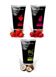 Набор из 3 съедобных лубрикантов JUJU (клубника, малина, кокос) - JuJu - купить с доставкой в Рязани