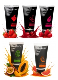 Набор из 5 съедобных лубрикантов JUJU (клубника, малина, тропические фрукты, вишня, грейпфрут) - JuJu - купить с доставкой в Рязани