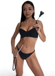 Стек с черным кожаным наконечником в виде сердца и металлической ручкой - 67 см. - Crazy Handmade - купить с доставкой в Рязани