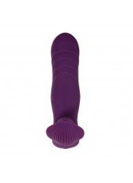 Фиолетовый ударный вибромассажер с клиторальным стимулятором - Gender X