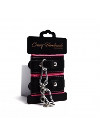 Черно-розовые скругленные наручники с мягкой подкладкой - Crazy Handmade - купить с доставкой в Рязани