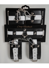 Набор фиксаторов из черной и белой натуральной кожи - Crazy Handmade - купить с доставкой в Рязани
