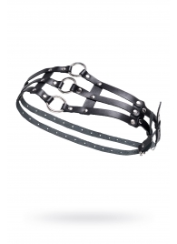 Черный кожаный пояс с кольцами - Pecado - купить с доставкой в Рязани