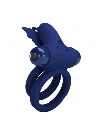 Синее эрекционное кольцо с вибростимуляцией клитора - Baile - в Рязани купить с доставкой