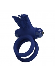 Синее эрекционное кольцо с вибростимуляцией клитора - Baile - в Рязани купить с доставкой