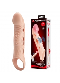 Телесная удлиняющая насадка с рельефом и вибрацией Brad - 21,3 см. - Baile - в Рязани купить с доставкой