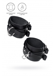 Черные кожаные оковы с двумя перекрёстными ремешками - Pecado - купить с доставкой в Рязани