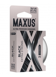 Черные утолщенные презервативы MAXUS Extra Strong с железным кейсом - 3 шт. - Maxus - купить с доставкой в Рязани