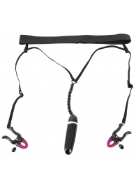 Женские вибростринги с зажимами для половых губ Spreader String with Vibrator - Orion - купить с доставкой в Рязани