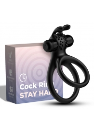 Черное эрекционное виброкольцо с подхватом мошонки Stay Hard - Boys of Toys - в Рязани купить с доставкой