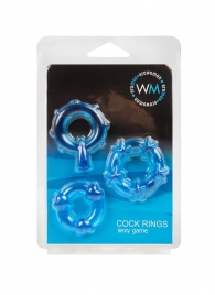 Набор из 3 синих эрекционных колец с различным рельефом - Erowoman-Eroman - в Рязани купить с доставкой