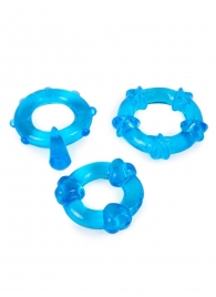 Набор из 3 синих эрекционных колец с различным рельефом - Erowoman-Eroman - в Рязани купить с доставкой