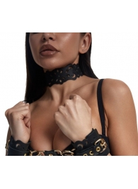 Черный ажурный чокер с золотистой фурнитурой - Crazy Handmade - купить с доставкой в Рязани