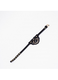 Черный чокер с клепками и золотистой фурнитурой - Crazy Handmade - купить с доставкой в Рязани