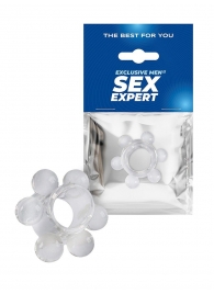 Прозрачное эрекционное кольцо с 6 стимулирующими шариками - Sex Expert - в Рязани купить с доставкой