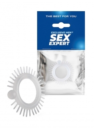 Эластичное эрекционное кольцо с шипиками и шариком - Sex Expert - в Рязани купить с доставкой