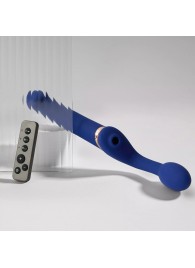 Синий безремневой страпон Multi Orgasm Bendable Strap-On size XL с клиторальной стимуляцией - Strap-on-me - купить с доставкой в Рязани