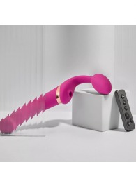 Ярко-розовый безремневой страпон Multi Orgasm Bendable Strap-On size L с клиторальной стимуляцией - Strap-on-me - купить с доставкой в Рязани