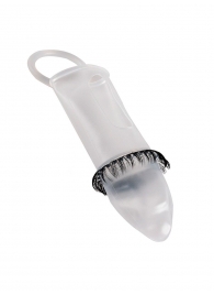 Закрытая насадка на пенис с подхватом мошонки и стимулирующими «ресничками» - Sextaz - в Рязани купить с доставкой