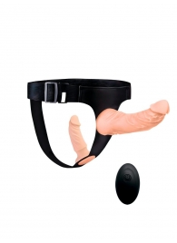 Женский страпон с 2 насадками, вибрацией и пультом ДУ - Erowoman-Eroman - купить с доставкой в Рязани