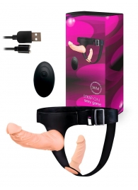 Женский страпон с 2 насадками, вибрацией и пультом ДУ - Erowoman-Eroman - купить с доставкой в Рязани