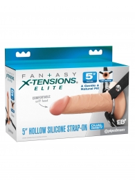 Телесный пустотелый фаллопротез 5’’ Hollow Silicone Strap-On - 14 см. - Pipedream - купить с доставкой в Рязани