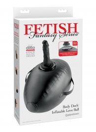 Черный надувной мяч с платформой для фиксации дилдо Body Dock Inflatable Love Ball - Pipedream - купить с доставкой в Рязани