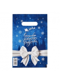 Сине-белый подарочный новогодний пакет с вырубной ручкой (20х30 см) - Сима-Ленд - купить с доставкой в Рязани