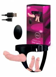 Женский страпон с 3 насадками и вибрацией - Erowoman-Eroman - купить с доставкой в Рязани