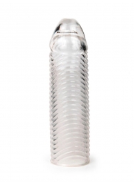 Прозрачная закрытая насадка на пенис с ребрышками - 16 см. - Sex Expert - в Рязани купить с доставкой