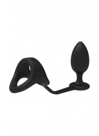 Черное эрекционное кольцо с анальной пробкой Cockstrap With Anal Plug - Dream Toys - в Рязани купить с доставкой