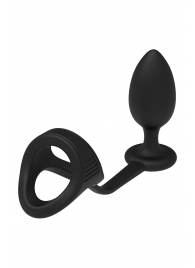 Черное эрекционное кольцо с анальной пробкой Cockstrap With Anal Plug - Dream Toys - в Рязани купить с доставкой