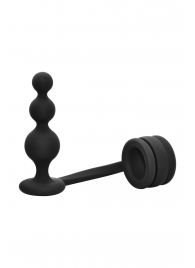 Черное эрекционное кольцо с анальной елочкой Cockring With Beaded Anal Plug - Dream Toys - в Рязани купить с доставкой