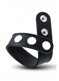 Черное эрекционное кольцо на кнопках - Blush Novelties - в Рязани купить с доставкой