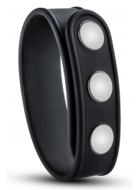 Черное эрекционное кольцо на кнопках - Blush Novelties - в Рязани купить с доставкой