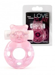 Розовое эрекционное виброкольцо в форме мишки - 1137 - в Рязани купить с доставкой