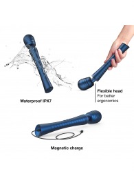 Синий вибромассажёр с насадками Man.wand Edgy - Manwan - в Рязани купить с доставкой