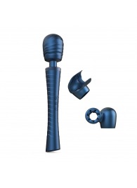 Синий вибромассажёр с насадками Man.wand Edgy - Manwan - в Рязани купить с доставкой