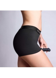 Черные трусики-боксеры для фиксации насадок Strap-on-me Harness Lingerie Allure - size XS - Strap-on-me - купить с доставкой в Рязани