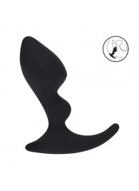 Черная анальная пробка для массажа простаты Double Ripple Silicone Prostate Massager - Shots Media BV - в Рязани купить с доставкой