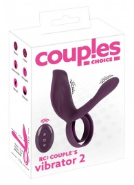 Фиолетовая насадка на член с клиторальным отростком и пультом ДУ RC Couple’s Vibrator 2 - Orion - в Рязани купить с доставкой