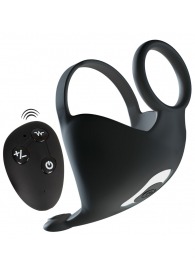 Черная вибронасадка для эрекции и стимуляции мошонки Cock ring with RC ball massager - Orion - в Рязани купить с доставкой