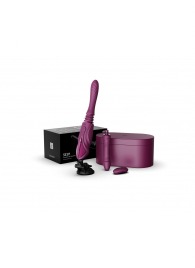 Фиолетовая секс-машина с функцией нагрева, насадками и присоской Sesh - Zalo - купить с доставкой в Рязани