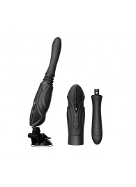 Черная секс-машина с функцией нагрева, насадками и присоской Sesh - Zalo - купить с доставкой в Рязани