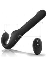 Черный безремневой страпон с вибрацией и возвратно-поступательными движениями - 24 см. - Ibiza - купить с доставкой в Рязани