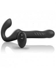 Черный безремневой страпон с вибрацией и возвратно-поступательными движениями - 24 см. - Ibiza - купить с доставкой в Рязани