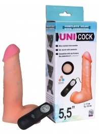 Фаллическая насадка Харнесс UNICOCK 5,5  с вибрацией - 17 см. - LOVETOY (А-Полимер) - купить с доставкой в Рязани