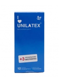 Классические презервативы Unilatex Natural Plain - 12 шт. + 3 шт. в подарок - Unilatex - купить с доставкой в Рязани
