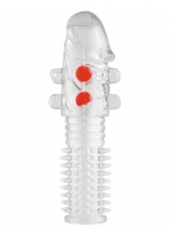 Гелевая прозрачная насадка с шариками и шипами - 14 см. - Toyfa Basic - в Рязани купить с доставкой