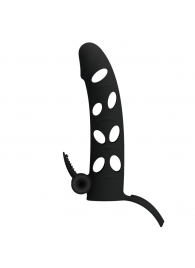 Чёрная закрытая насадка на пенис с вибрацией - 15,2 см. - Baile - в Рязани купить с доставкой